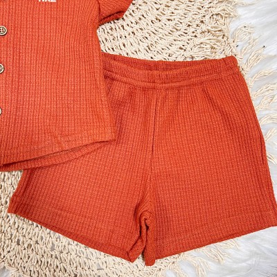 Conj. Camisa com Botões e Bermuda Canelada - Ferrugem